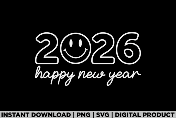 2026 Happy New Year Smiley Face T-Shirt Designs